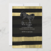 モダンな輝き ブラックリボン ゴールドペイントストローク スイート16 招待状 (裏面)
