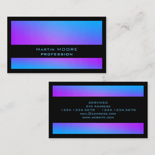 モダンな輝やきの金属暗藍色 名刺 (正面/裏面)