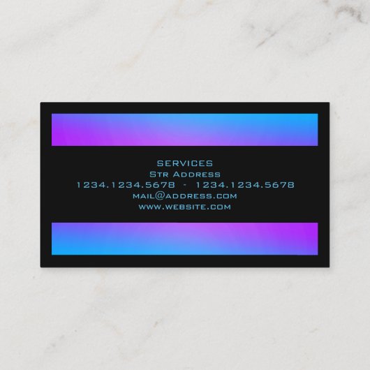 モダンな輝やきの金属暗藍色 名刺 (裏面)