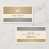 モダンな輝やきの金属金ゴールドの銀のストライブ柄 名刺 (正面/裏面)