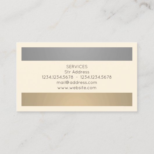 モダンな輝やきの金属金ゴールドの銀のストライブ柄 名刺 (裏面)