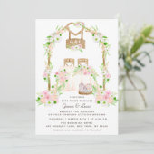 モダンな農村スタイルの屋外水彩花の結婚式 招待状 (スタンド正面)