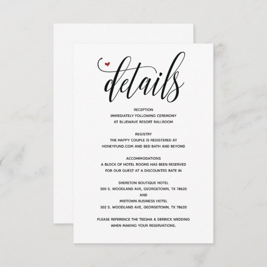 モダンな農村風ウェディング 詳細案内カード v1 エンクロージャーカード (正面/裏面)