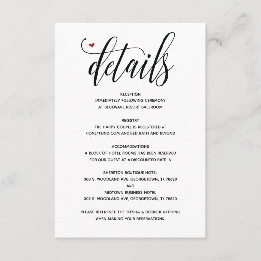 モダンな農村風ウェディング 詳細案内カード v1 エンクロージャーカード (正面)