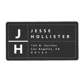 モダンな返信先住所 | ほぼ黒のグレー ラベル