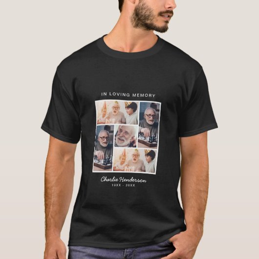モダンな追悼メモリアル5枚写真フォトプリント Tシャツ (正面)