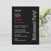 モダンな退職パーティーの白黒の赤のテンプレート 招待状 (スタンド正面)