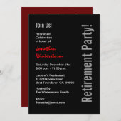 モダンな退職パーティーの白黒の赤のテンプレート 招待状 (正面/裏面)