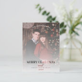 モダンな透明効果の家族写真クリスマス ポストカード (スタンド正面)