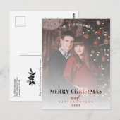 モダンな透明効果の家族写真クリスマス ポストカード (正面/裏面)