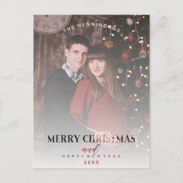 モダンな透明効果の家族写真クリスマス ポストカード