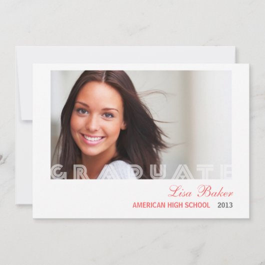 モダンな透明物の卒業の発表 招待状 (正面)