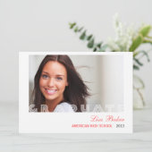 モダンな透明物の卒業の発表 招待状 (スタンド正面)