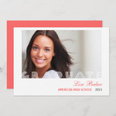 モダンな透明物の卒業の発表 招待状 (正面/裏面)