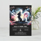 モダンな遊び心のあるオオカミの誕生日 招待状 (スタンド正面)