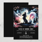 モダンな遊び心のあるオオカミの誕生日 招待状 (正面/裏面)