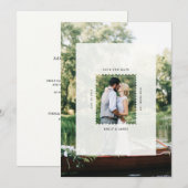 モダンな郵便切手の結婚式の写真 セーブザデート (正面/裏面)