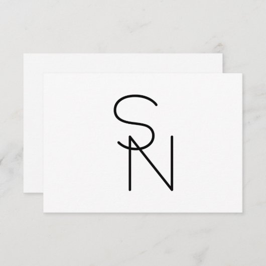 モダンな重なり合うイニシャル エンクロージャーカード (正面/裏面)