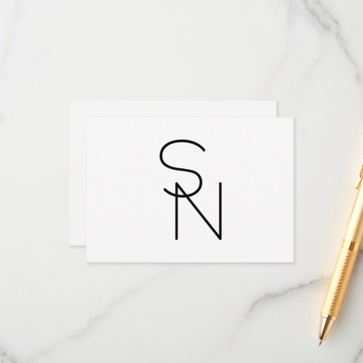 モダンな重なり合うイニシャル エンクロージャーカード (正面/裏面インサイチュ)