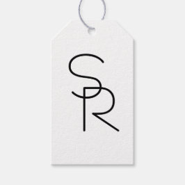 モダンな重なり合うイニシャル ギフトタグ