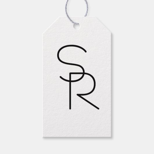 モダンな重なり合うイニシャル ギフトタグ (正面)