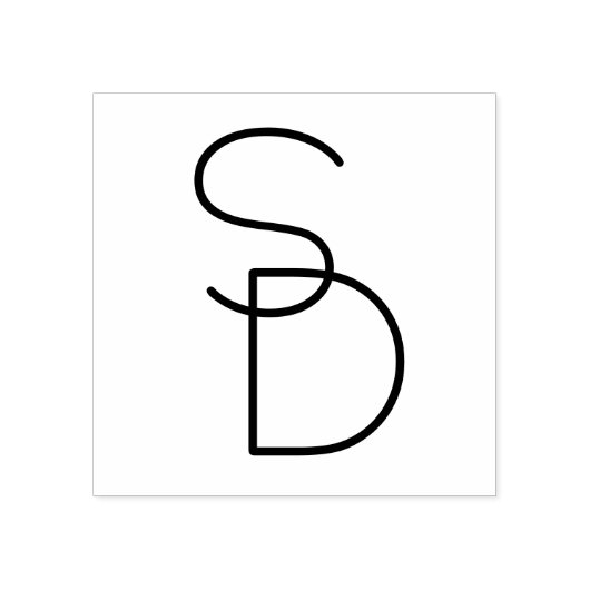 モダンな重なり合うイニシャル ラバースタンプ (インプリント)