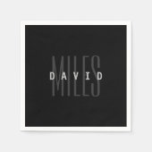 モダンな重なり合う名前と苗字 スタンダードカクテルナプキン (正面)