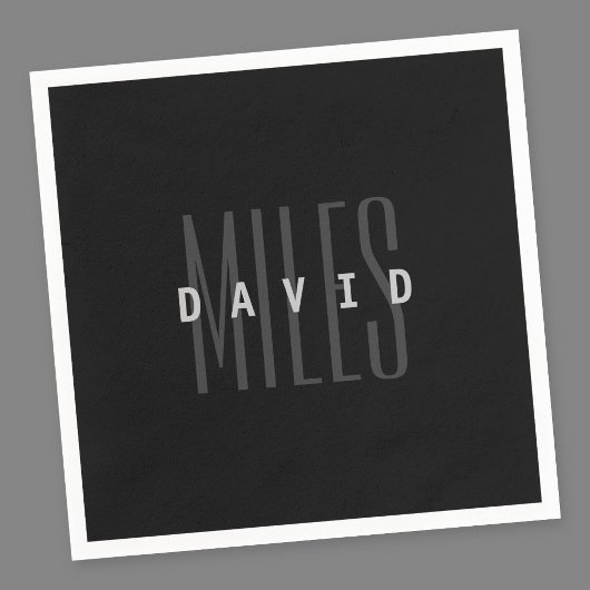 モダンな重なり合う名前と苗字 スタンダードカクテルナプキン