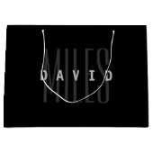 モダンな重なり合う名前と苗字 ラージペーパーバッグ (正面)