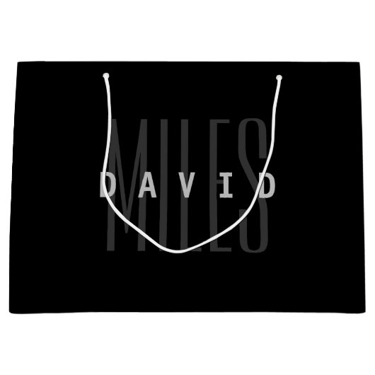 モダンな重なり合う名前と苗字 ラージペーパーバッグ (正面)