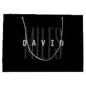 モダンな重なり合う名前と苗字 ラージペーパーバッグ (裏面)