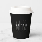 モダンな重なり合う名前と苗字 紙コップ (裏面)