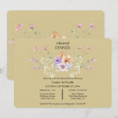 モダンな野の花の春の結婚式 ディナー招待状 招待状 (正面/裏面)