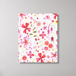モダンな野の花の水彩画 キャンバスプリント