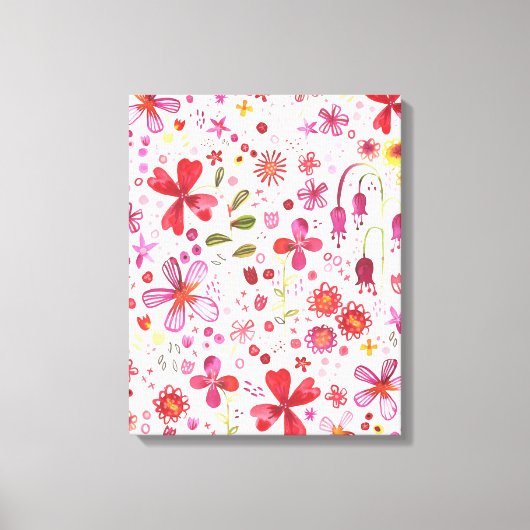 モダンな野の花の水彩画 キャンバスプリント (正面)