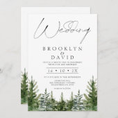 モダンな野生の松の木 ミニマル ウェディング 招待状 (正面/裏面)