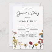 モダンな野生の花のカリグラフィー写真卒業式 招待状 (裏面)
