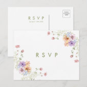 モダンな野生の花の春の結婚式の出欠確認ポストカード ポストカード (正面/裏面)