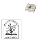 モダンな野生の花の本　図書館から ラバースタンプ (押印)