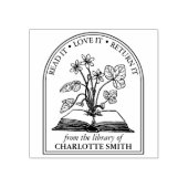 モダンな野生の花の本　図書館から ラバースタンプ (インプリント)