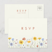 モダンな野生の花 春の結婚式 RSVP ポストカード (正面/裏面)