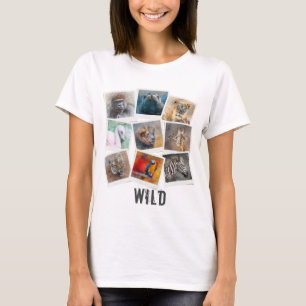 モダンな野生動物の写真フレームコラージュ Tシャツ
