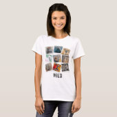 モダンな野生動物の写真フレームコラージュ Tシャツ (正面フル)