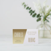 モダンな金ゴールドおよび白によって分けられるデザイン 名刺 (スタンド正面)