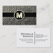 モダンな金ゴールドおよび銀製のモノグラム 名刺 (正面/裏面)