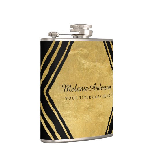 モダンな金ゴールドおよび黒くパーソナライズなフラスコ フラスク (右)