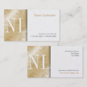 モダンな金ゴールドのきれいで白いモノグラムの名刺 名刺 (正面/裏面)