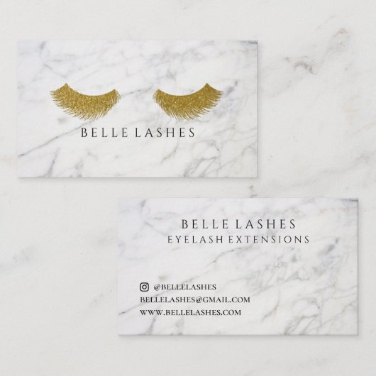 モダンな金ゴールドのまつげ延長美しいの大理石 名刺 (正面/裏面)