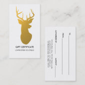 モダンな金ゴールドのエレガントなトナカイのギフト券 割引カード (正面/裏面)