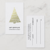 モダンな金ゴールドのクリスマスツリーのかわいいギフト券 割引カード (正面/裏面)